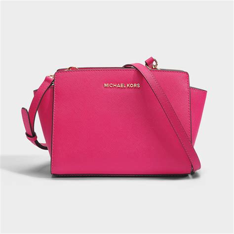 michael kors selma medium neon pink|Selma Medium Saffiano Leather Crossbody Bag .